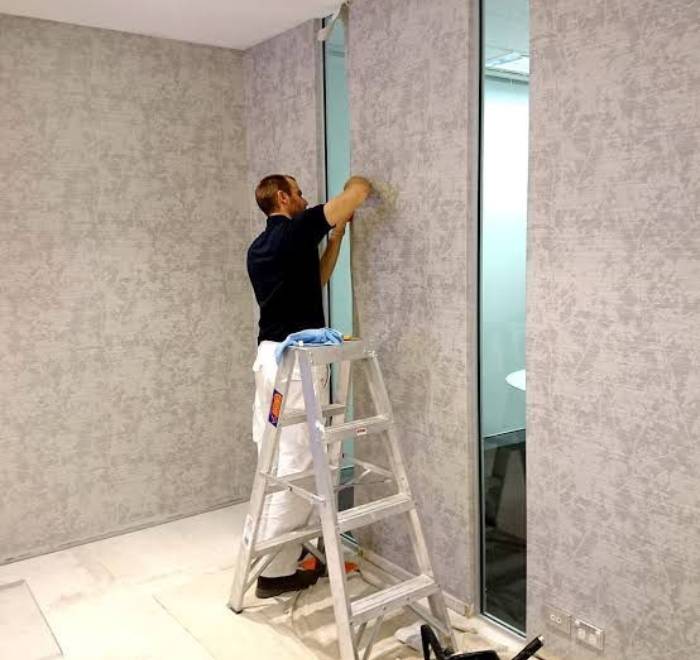 Accent wall wallpaper installation